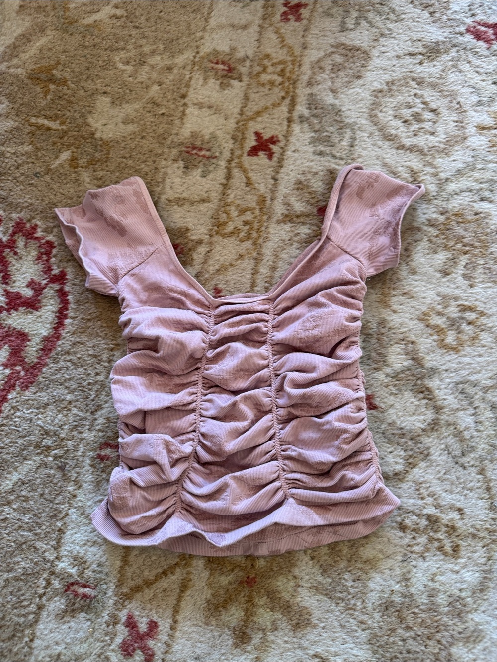 Free People Dusty Pink Ruched Square-Neck Tank